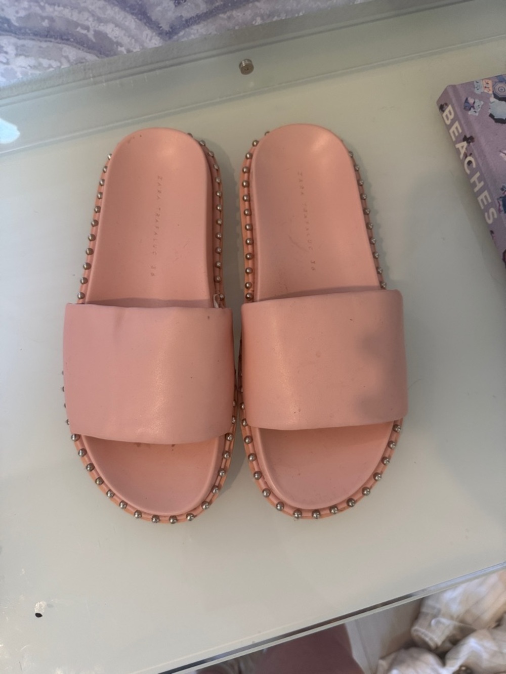 ‼️bundle deal‼️ Zara Pink Studded Slide Sandals